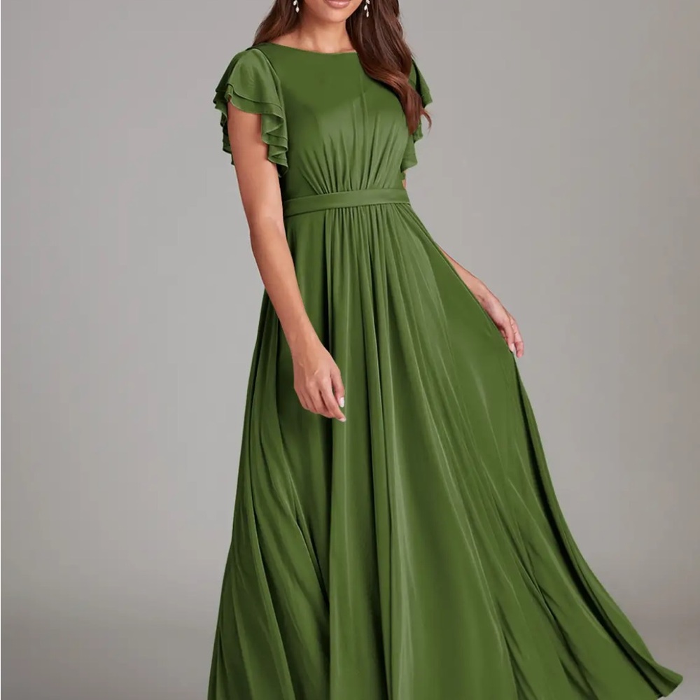 Azazie Olive Green Maxi Dress